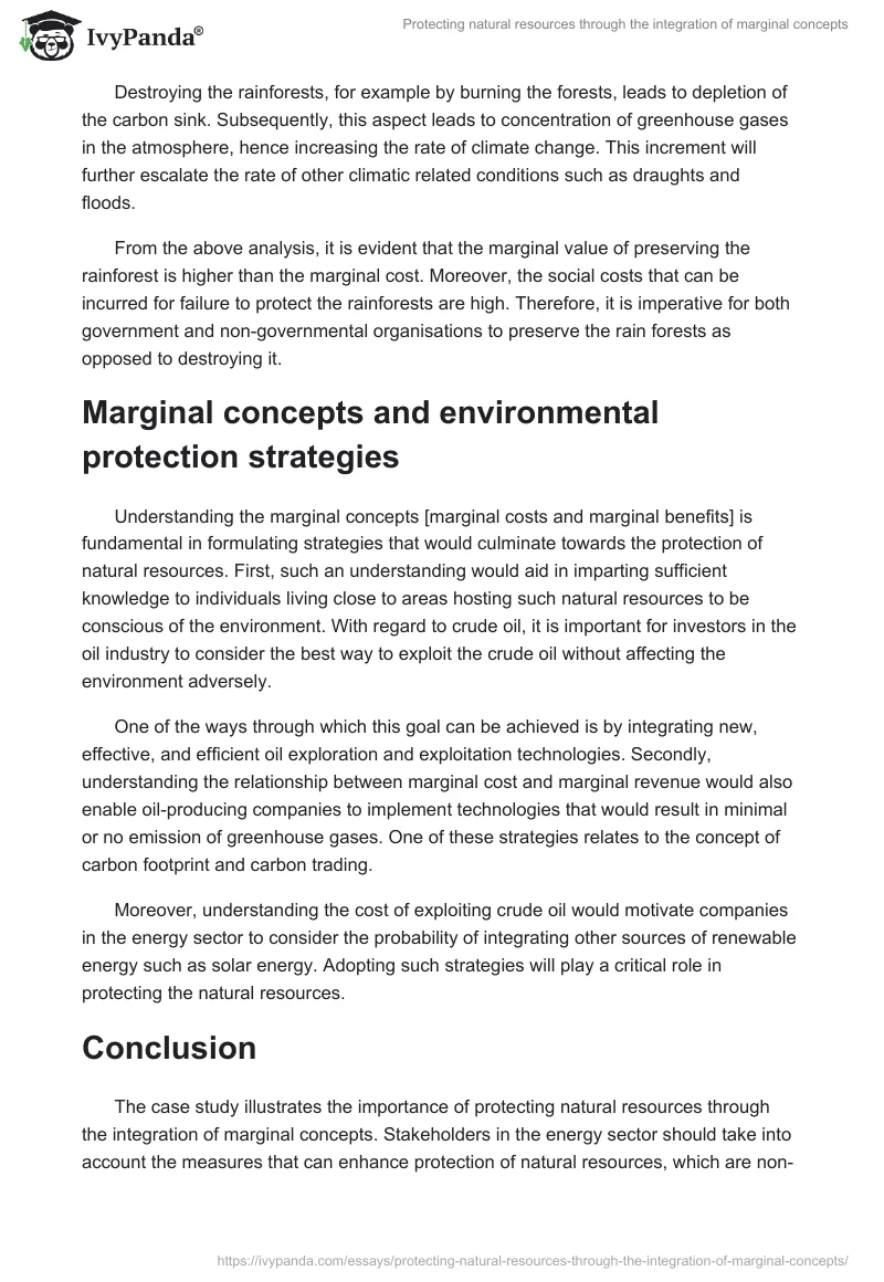 Protecting natural resources through the integration of marginal concepts. Page 4