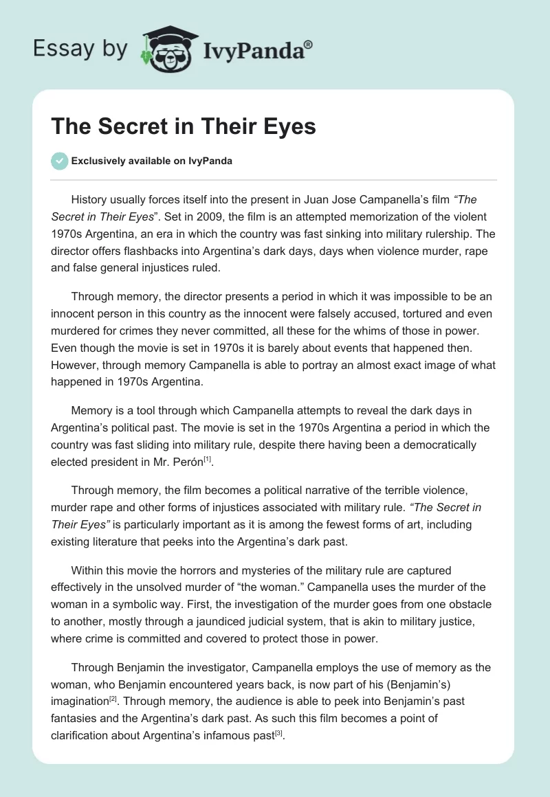 The Secret in Their Eyes. Page 1