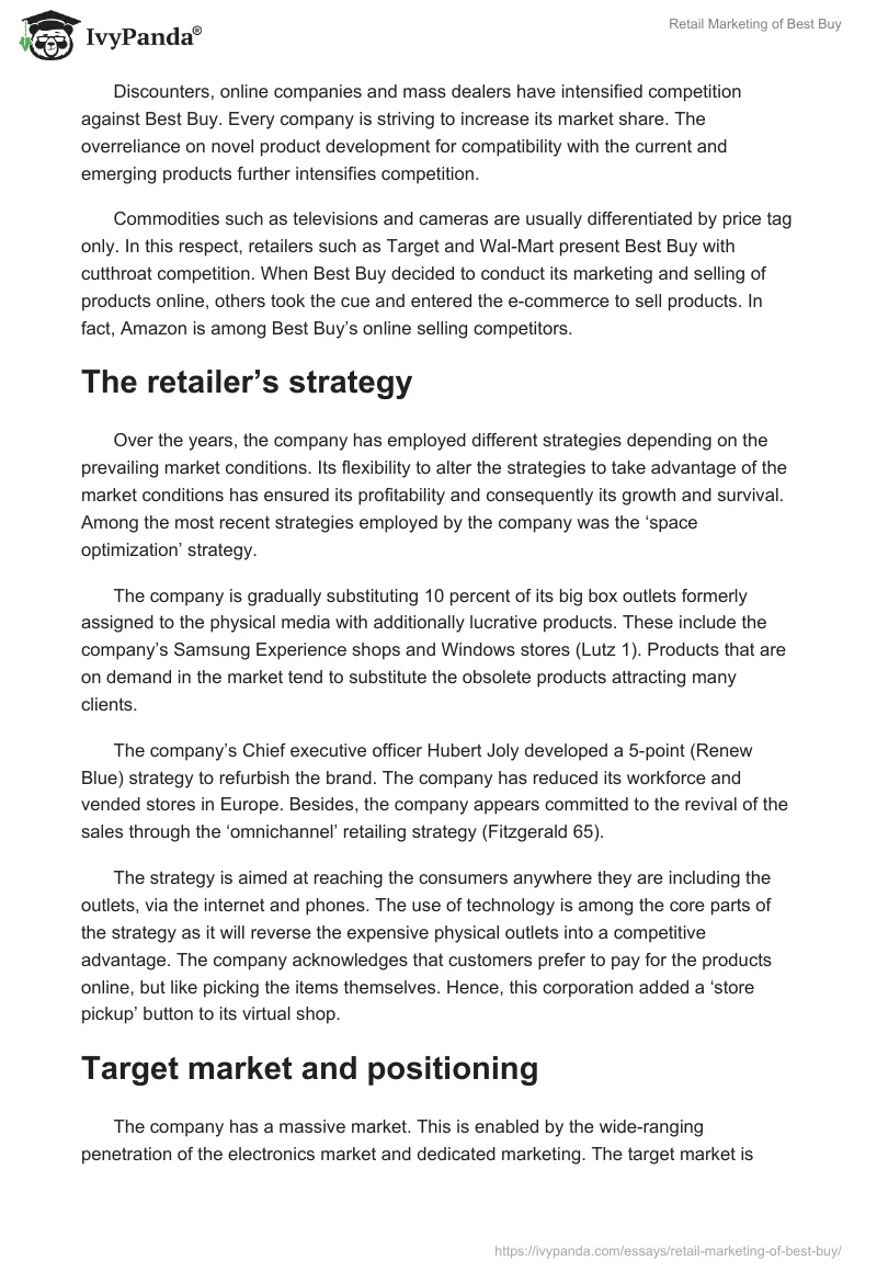 Retail Marketing of Best Buy. Page 2