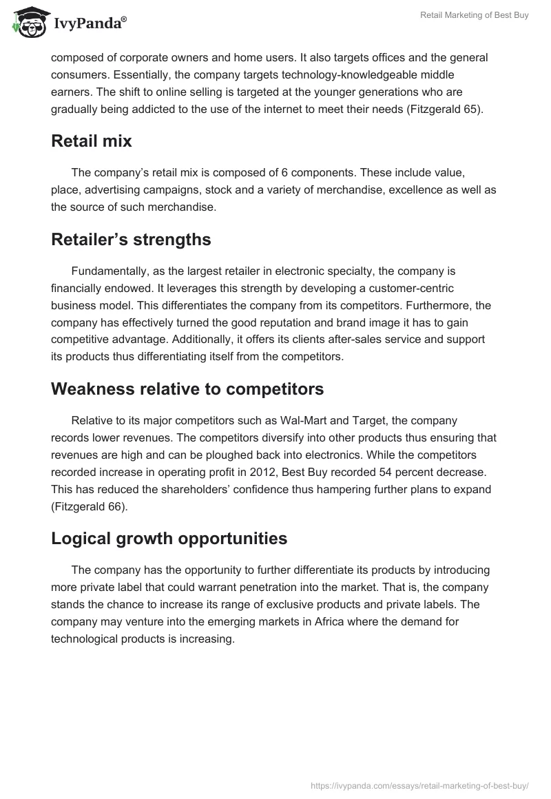 Retail Marketing of Best Buy. Page 3
