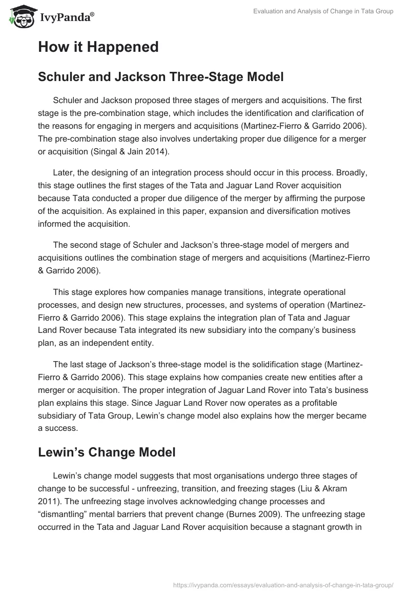 Evaluation and Analysis of Change in Tata Group. Page 3