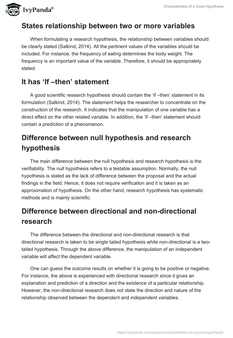 Characteristics of a Good Hypothesis. Page 2