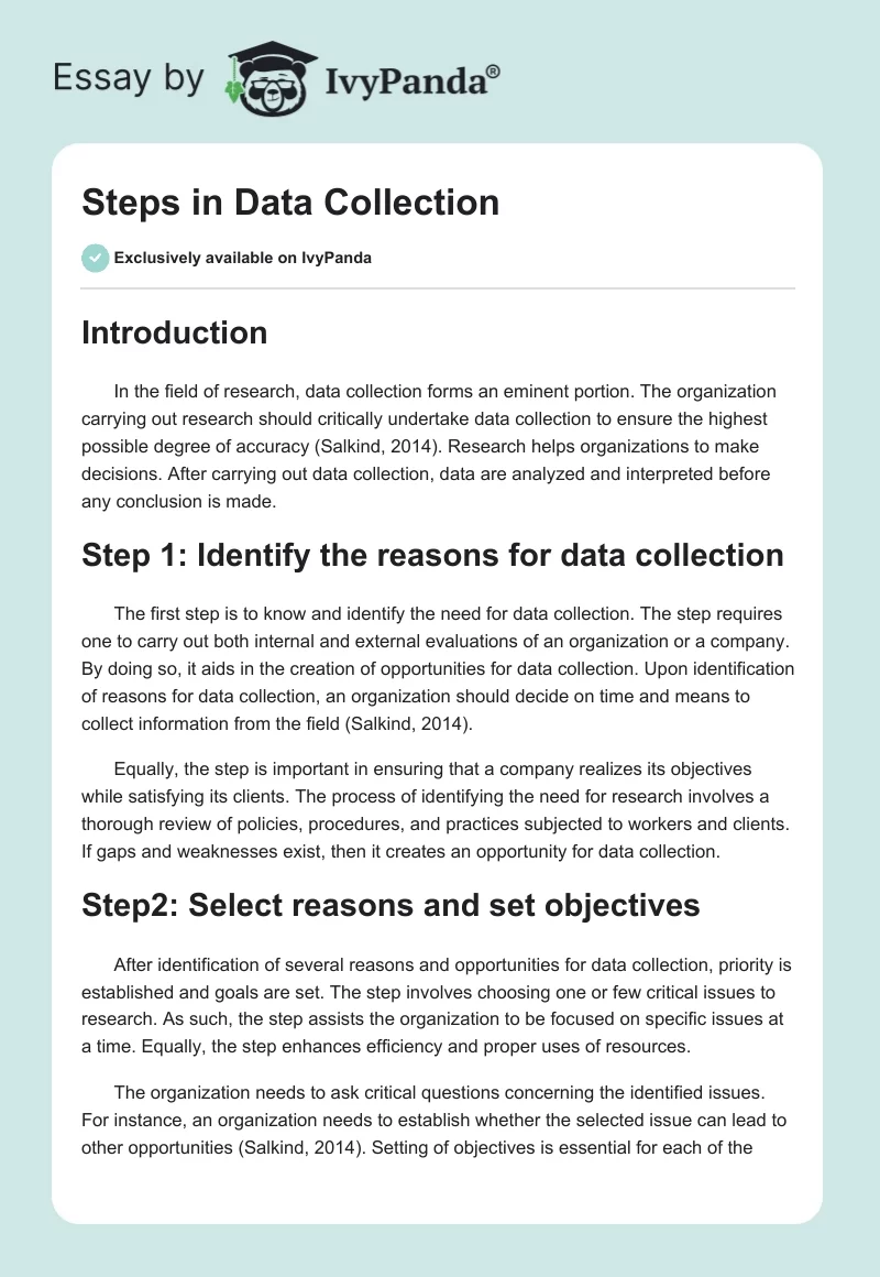 Steps in Data Collection. Page 1