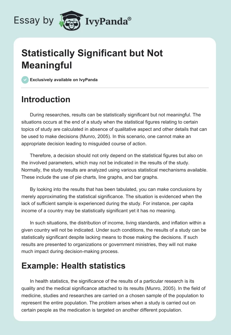Statistically Significant but Not Meaningful. Page 1