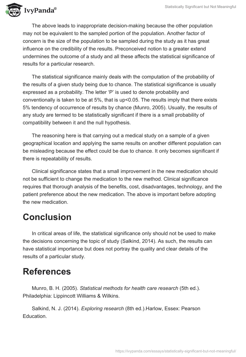 Statistically Significant but Not Meaningful. Page 2