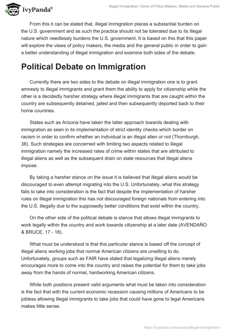 Illegal Immigration: Views of Policy Makers, Media and General Public. Page 2