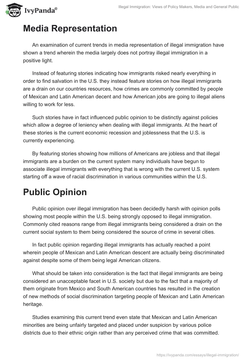 Illegal Immigration: Views of Policy Makers, Media and General Public. Page 3