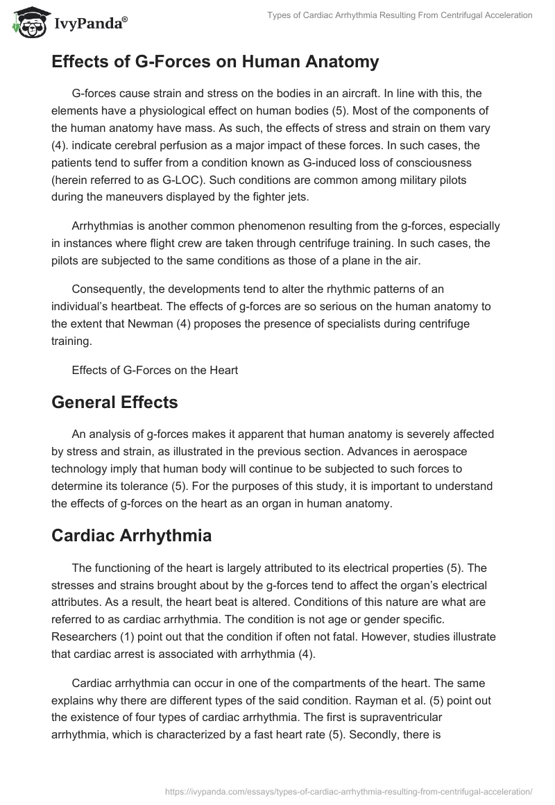 Types of Cardiac Arrhythmia Resulting From Centrifugal Acceleration. Page 3