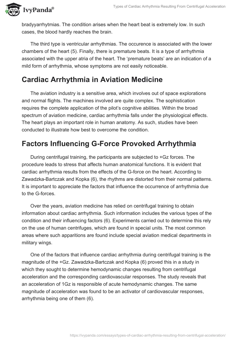 Types of Cardiac Arrhythmia Resulting From Centrifugal Acceleration. Page 4