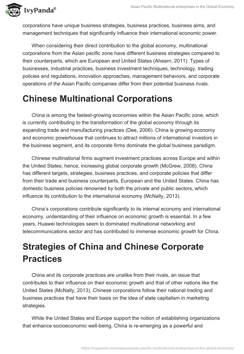 Asian Pacific Multinational enterprises in the Global Economy. Page 2