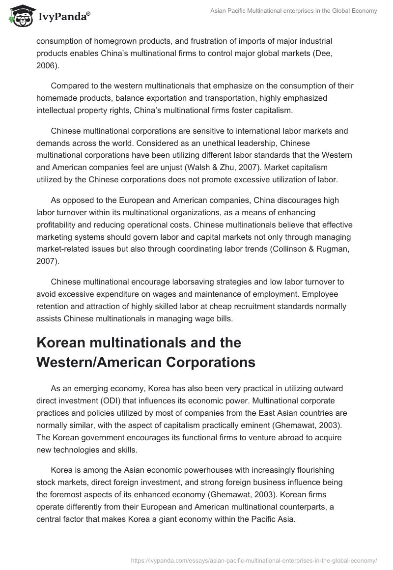 Asian Pacific Multinational enterprises in the Global Economy. Page 4