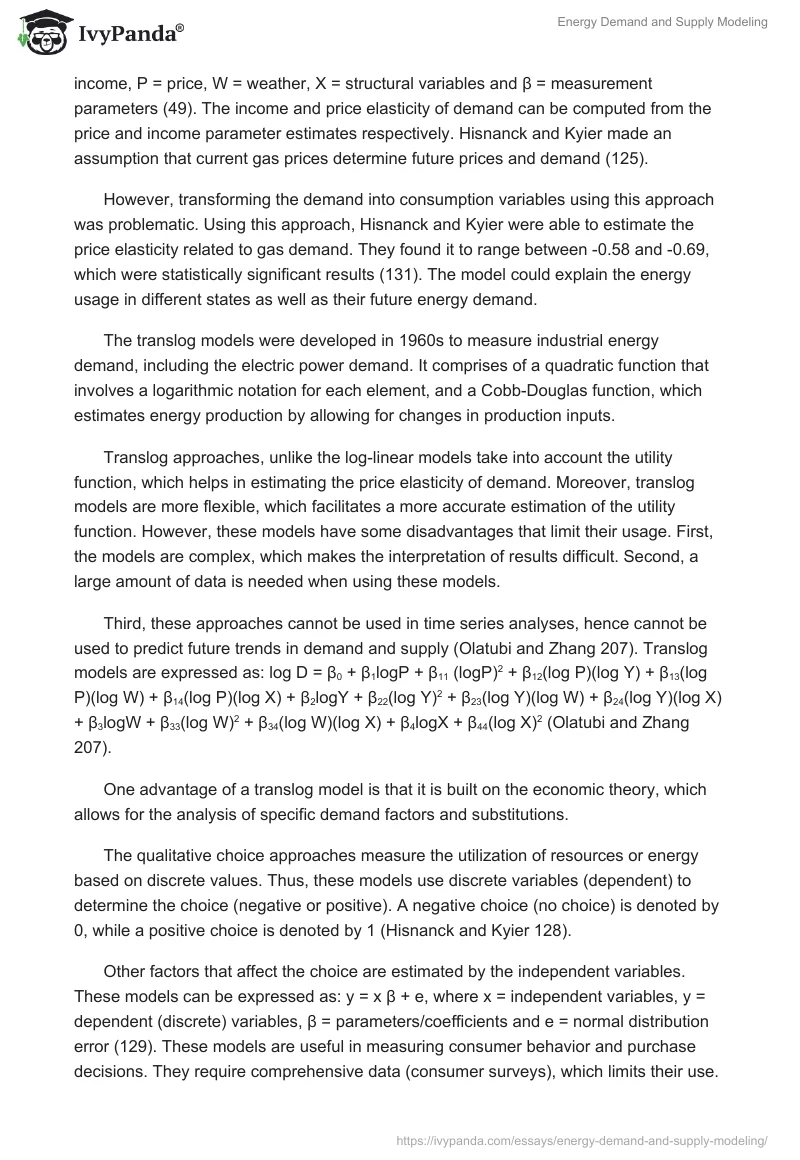 Energy Demand and Supply Modeling. Page 3