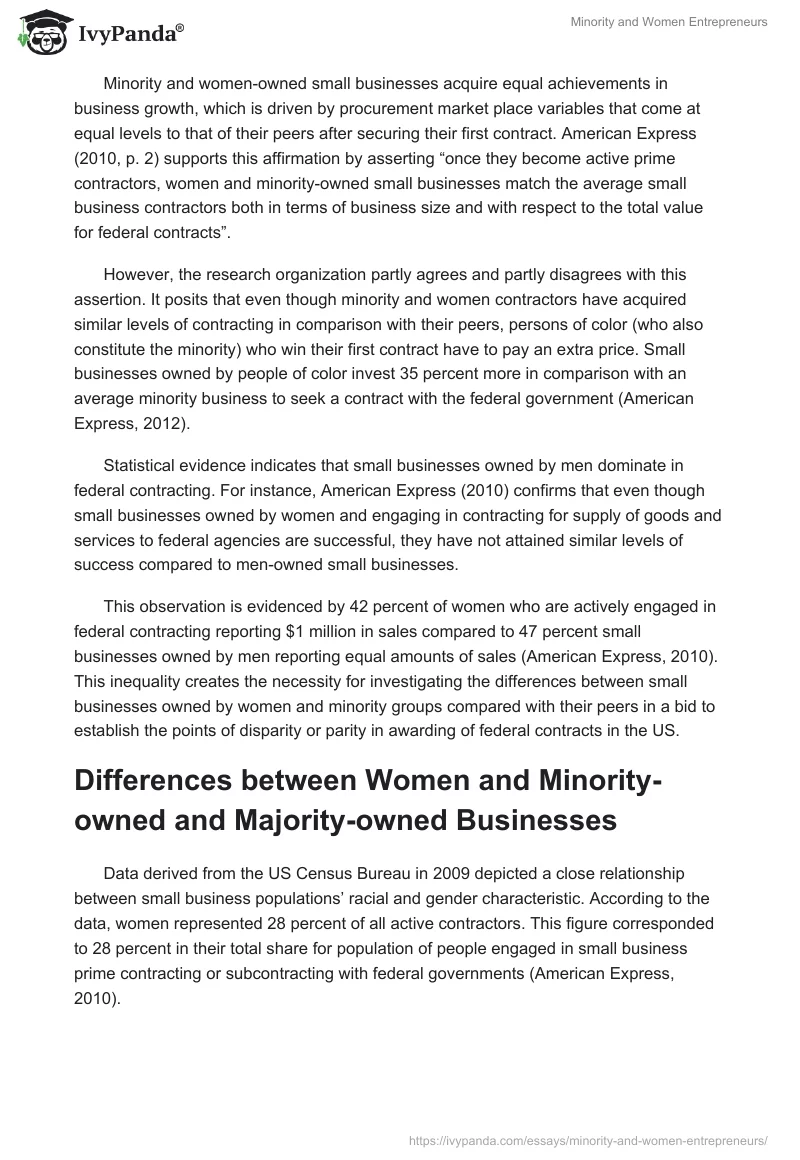 Minority and Women Entrepreneurs. Page 3
