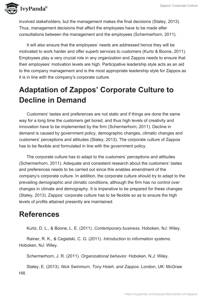 Zappos' Corporate Culture. Page 3