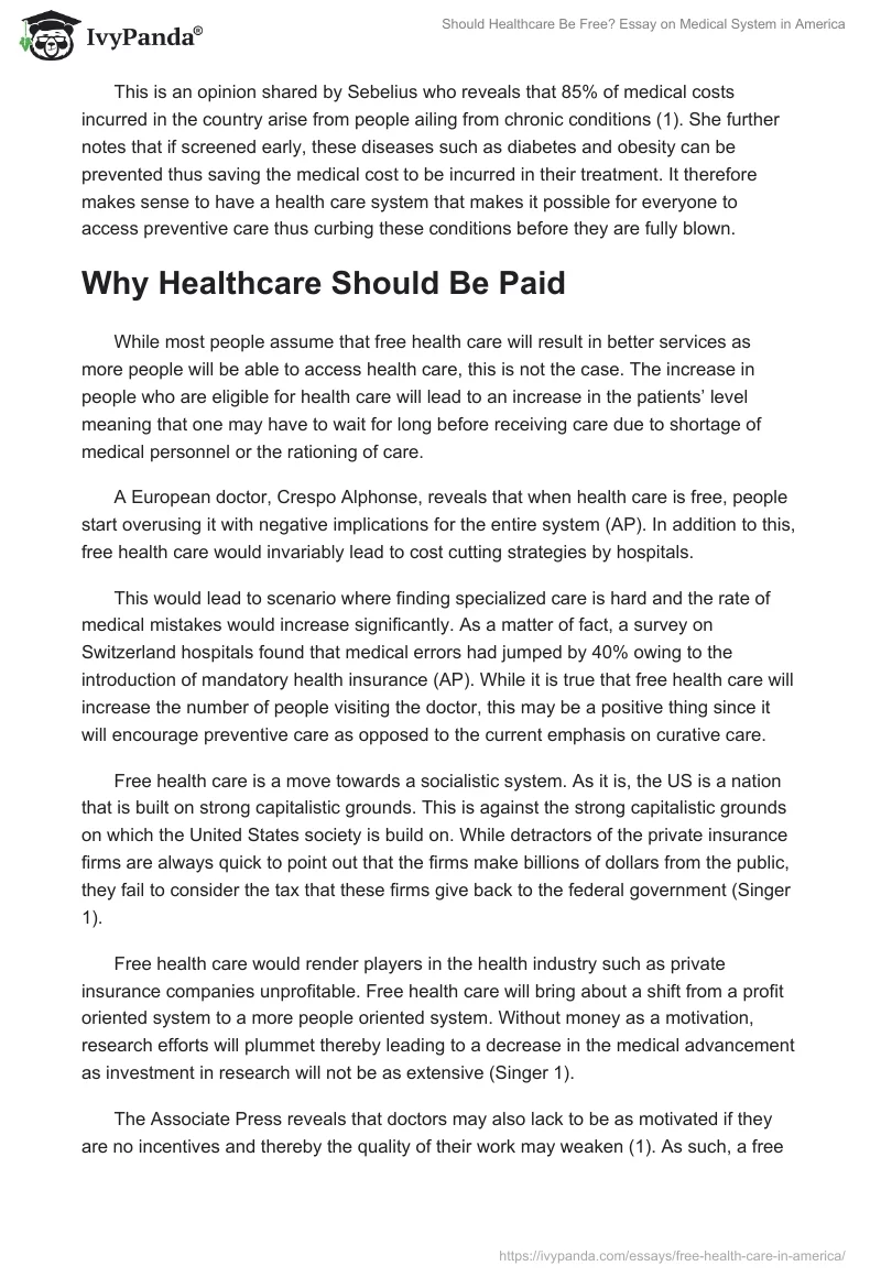 Should Healthcare Be Free? Essay on Medical System in America. Page 3