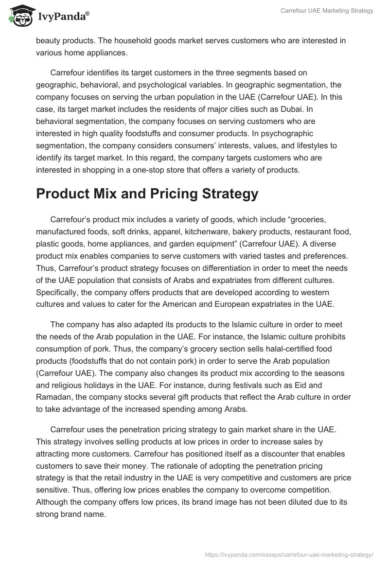 Carrefour UAE Marketing Strategy. Page 2