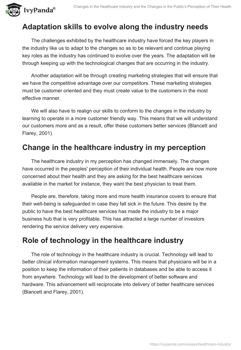 Changes in the Healthcare Industry and the Changes in the Public’s Perception of Their Health. Page 3