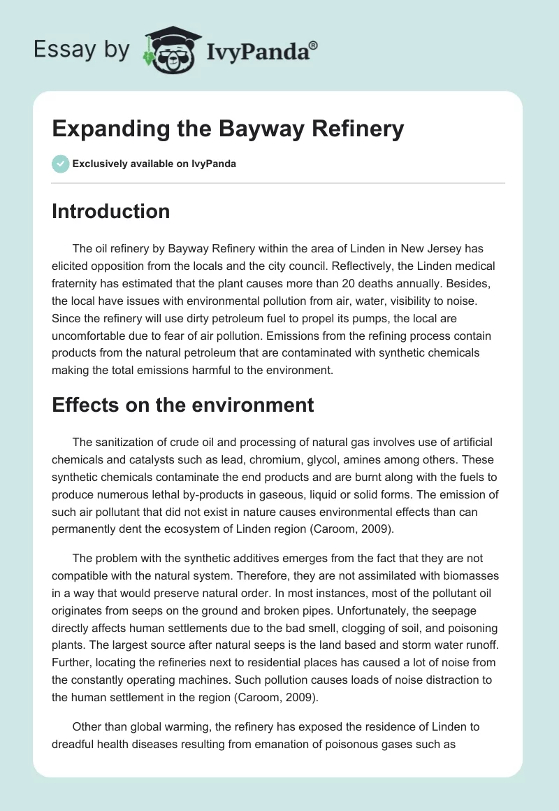 Expanding the Bayway Refinery. Page 1