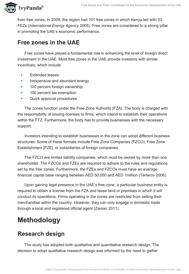 Free Zones and Their Contribution to the Economic Development of the UAE. Page 5