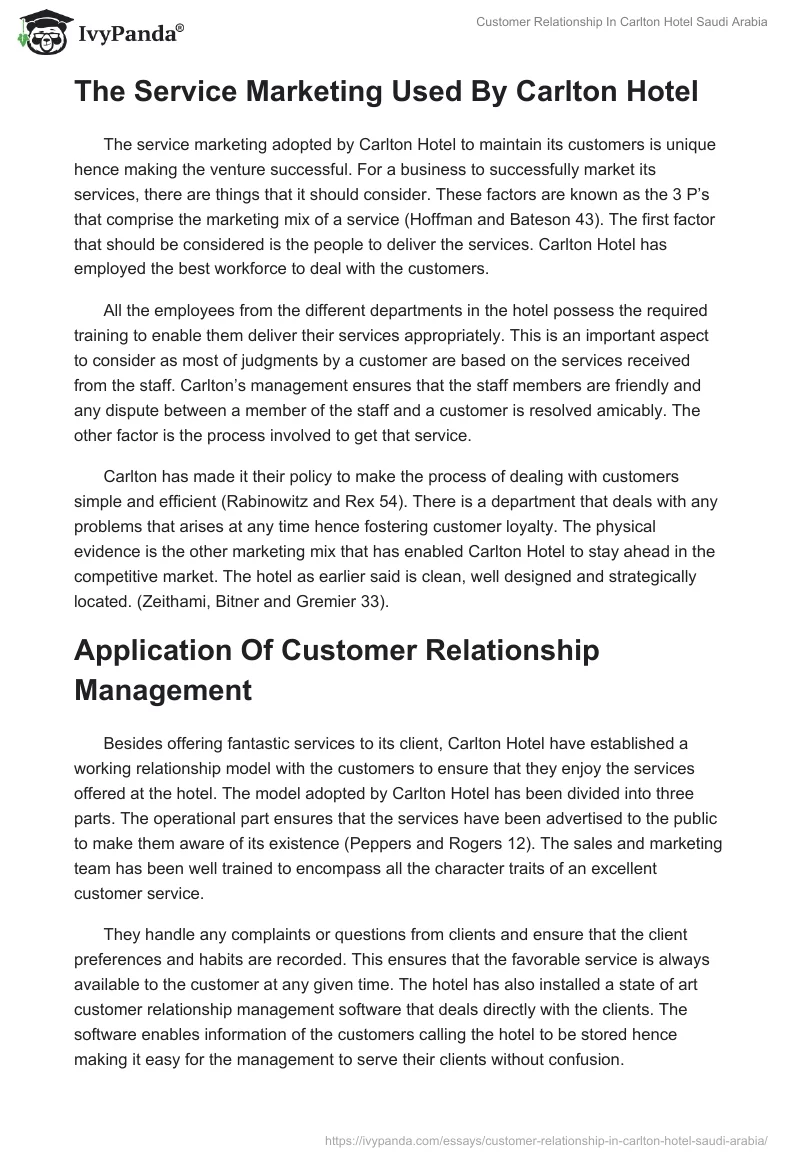 Customer Relationship In Carlton Hotel Saudi Arabia. Page 2