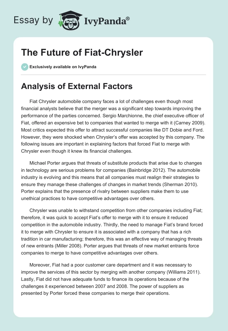 The Future of Fiat-Chrysler. Page 1