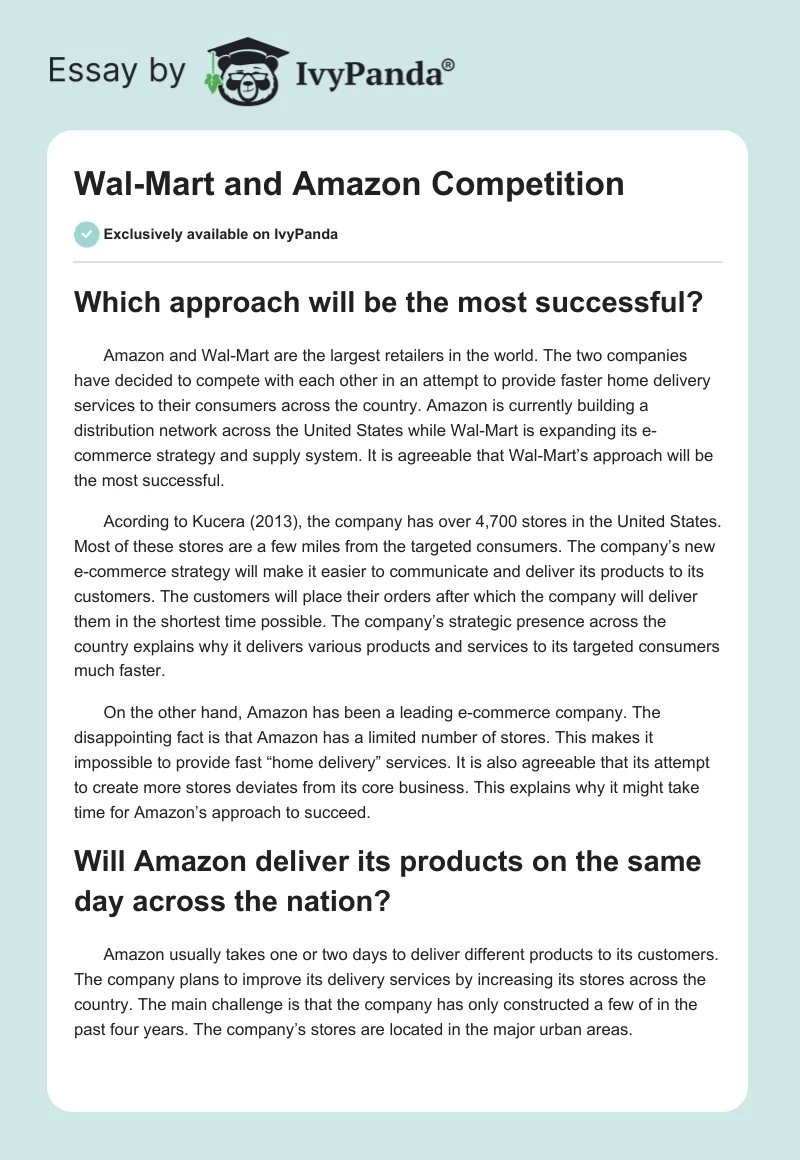 Wal-Mart and Amazon Competition. Page 1