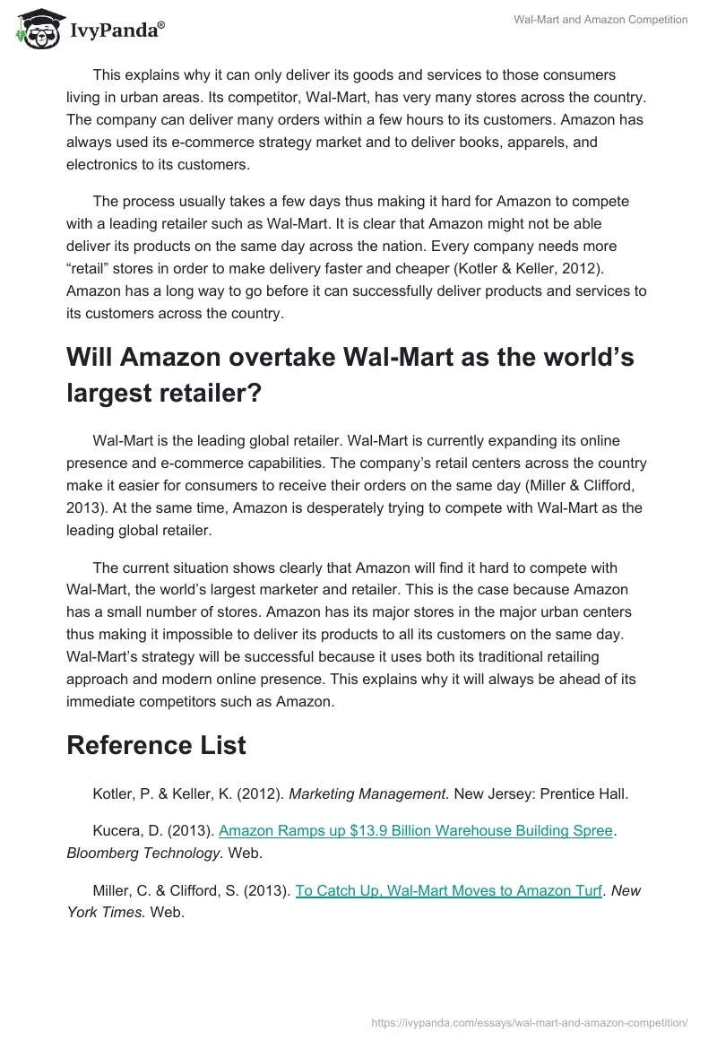 Wal-Mart and Amazon Competition. Page 2