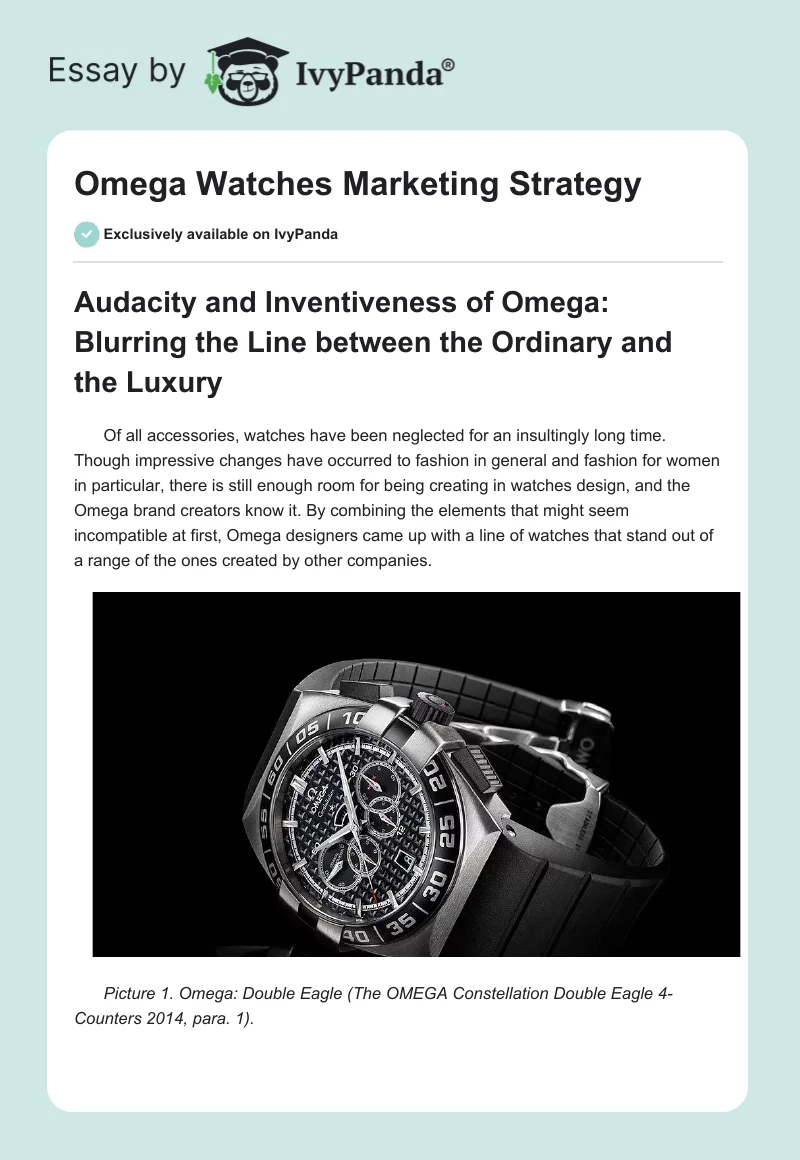 Omega Watches Marketing Strategy. Page 1