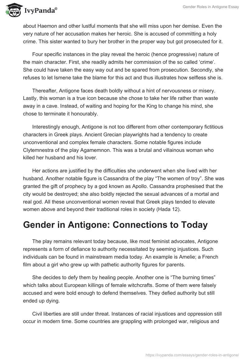 Gender Roles in Antigone Essay. Page 3