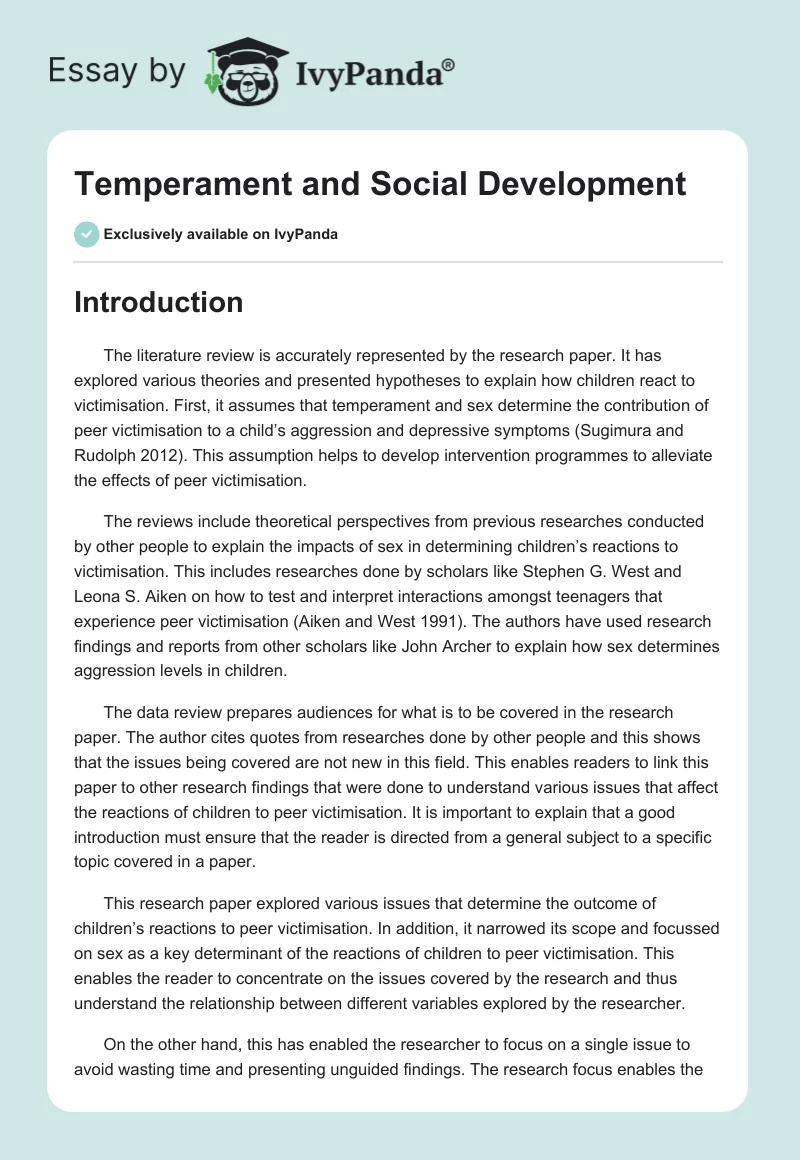 Temperament and Social Development. Page 1