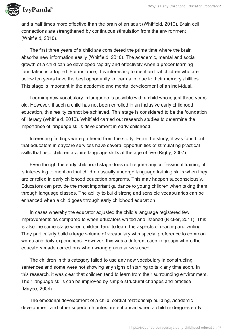 Why Is Early Childhood Education Important?. Page 2