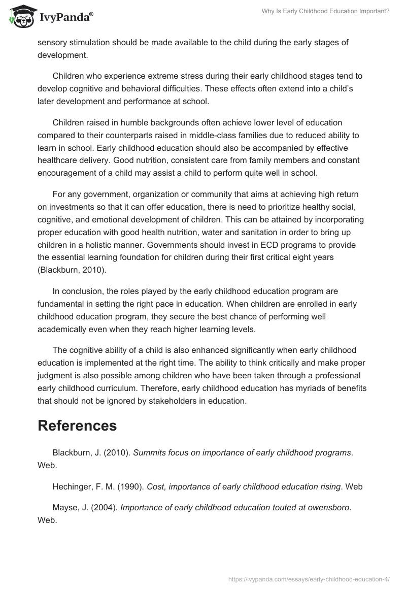 Why Is Early Childhood Education Important?. Page 4