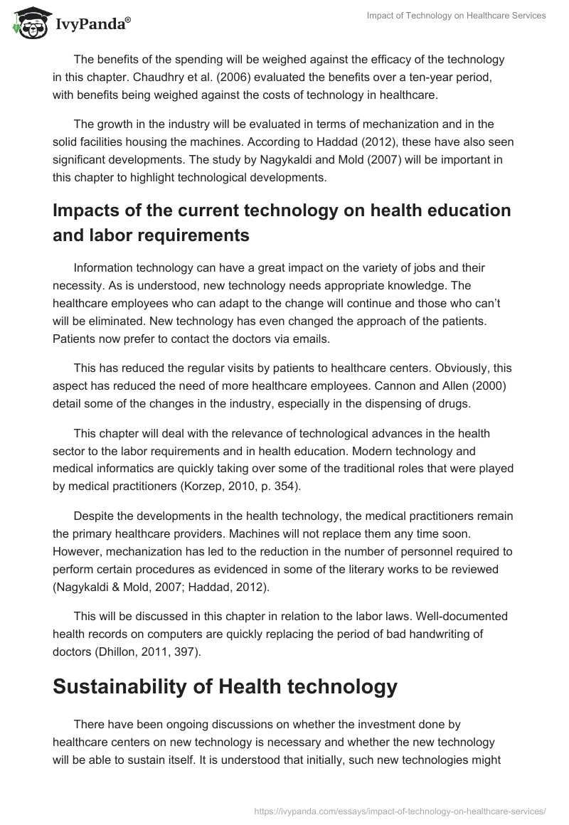 Impact of Technology on Healthcare Services. Page 3