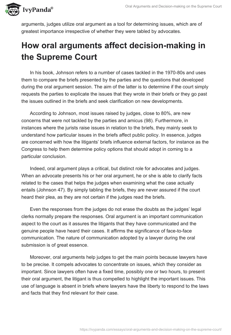 Oral Arguments and Decision-Making on the Supreme Court. Page 2