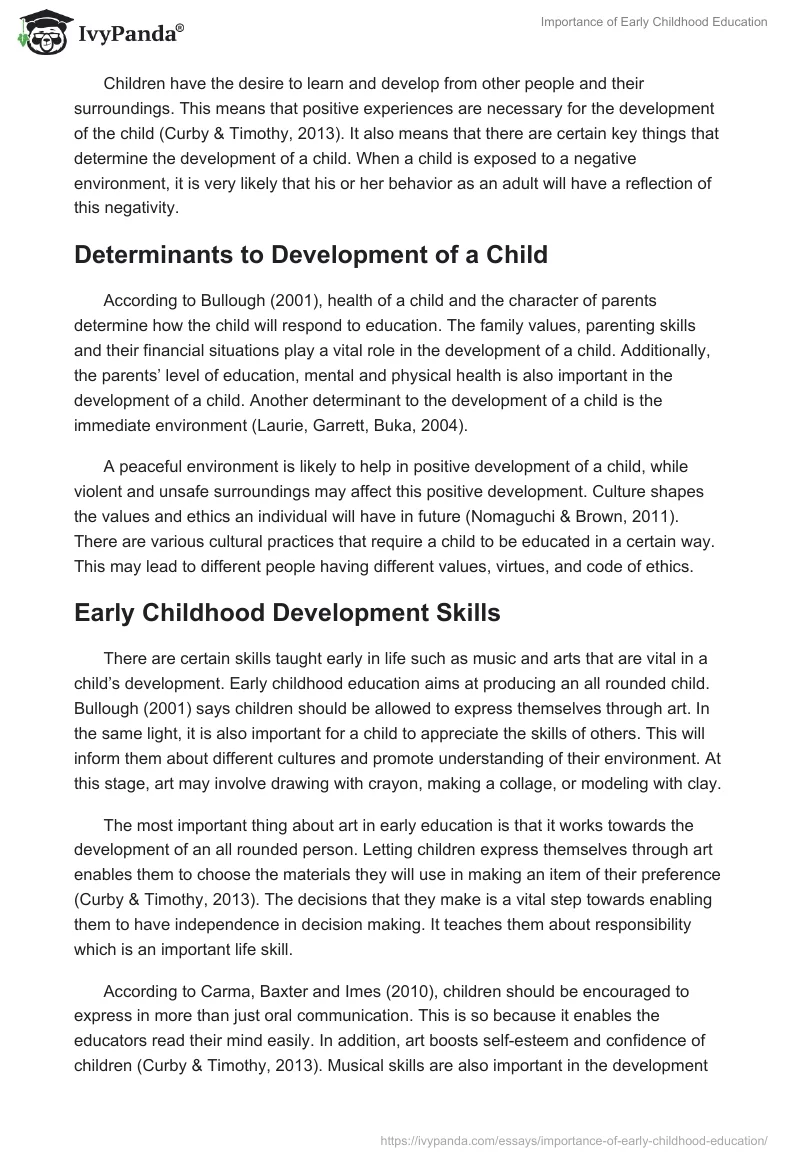 Importance of Early Childhood Education. Page 3