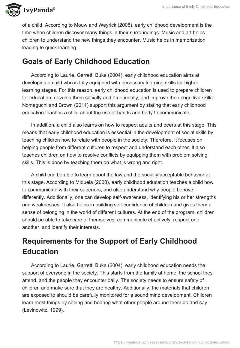 Importance of Early Childhood Education. Page 4