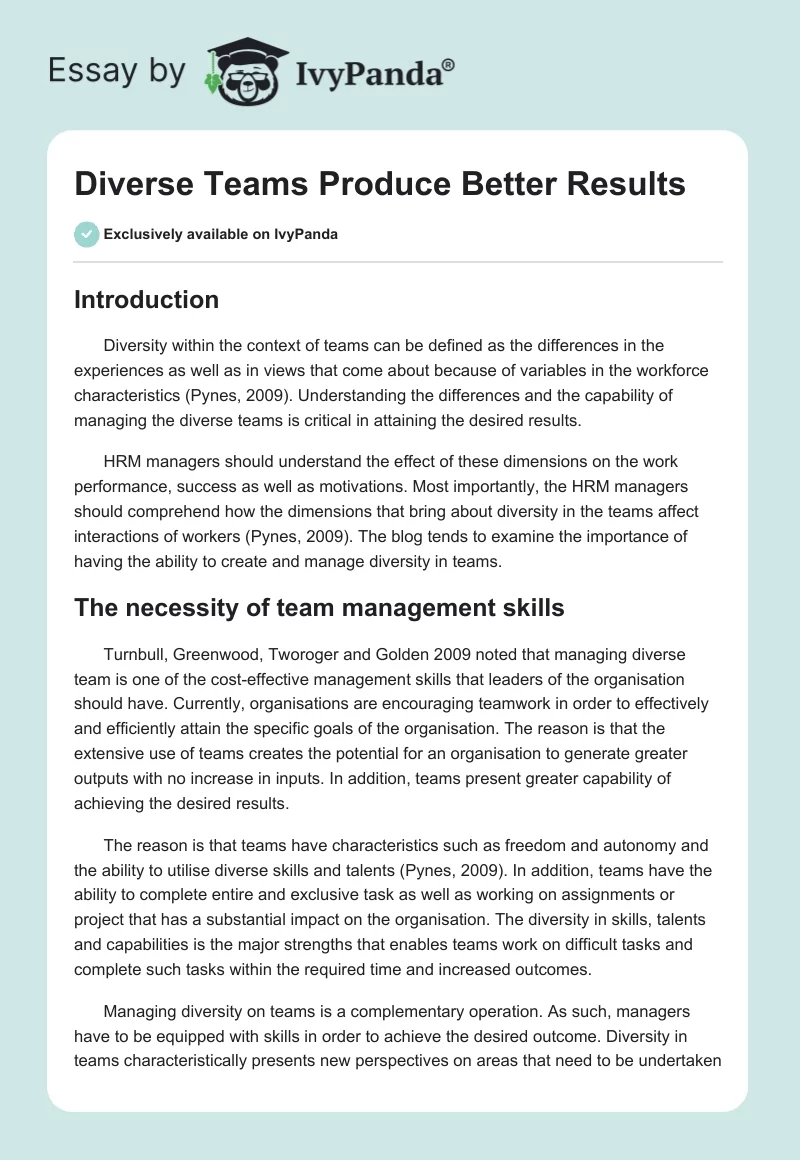 Leadership and Its Effectiveness on Team Building Management. Page 1