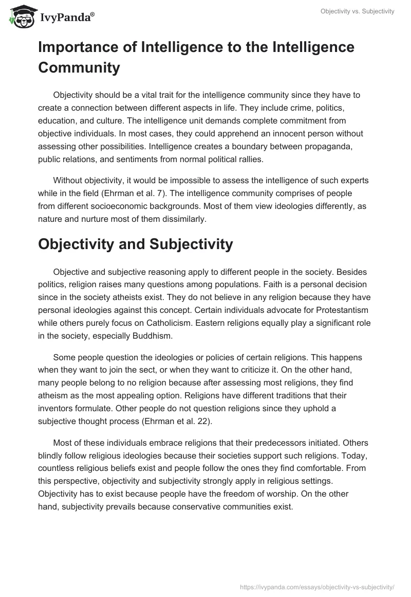 Objectivity vs. Subjectivity. Page 2
