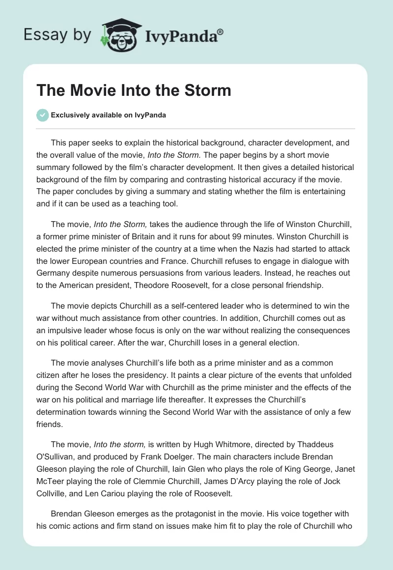 The Movie "Into the Storm". Page 1