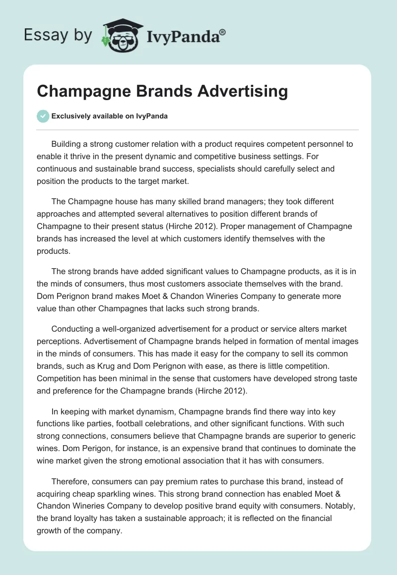 Champagne Brands Advertising. Page 1