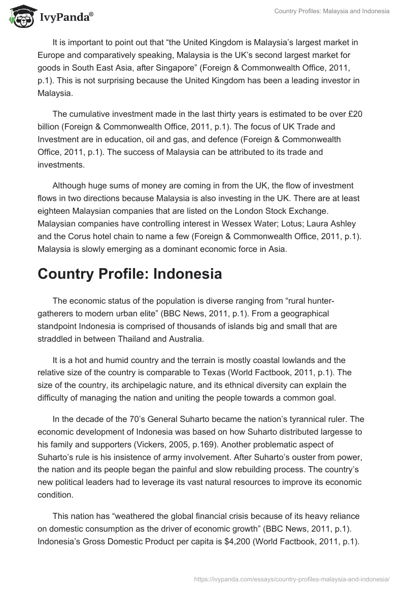 Country Profiles: Malaysia and Indonesia. Page 2