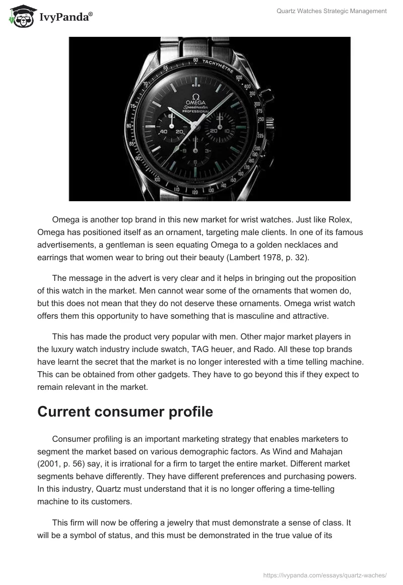 Quartz Watches Strategic Management. Page 5