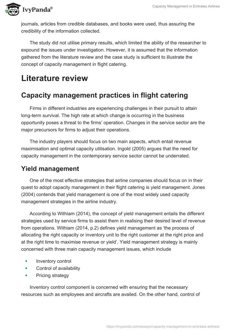 Capacity Management in Emirates Airlines. Page 4