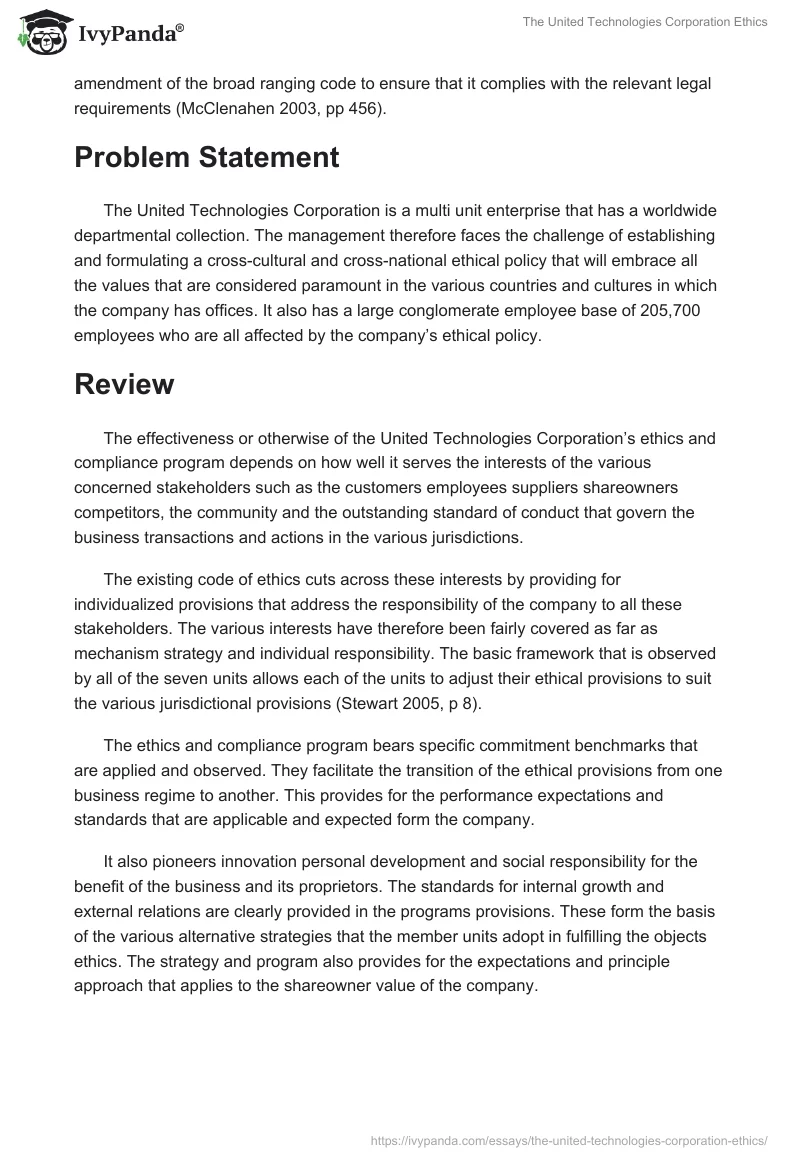 The United Technologies Corporation Ethics. Page 2
