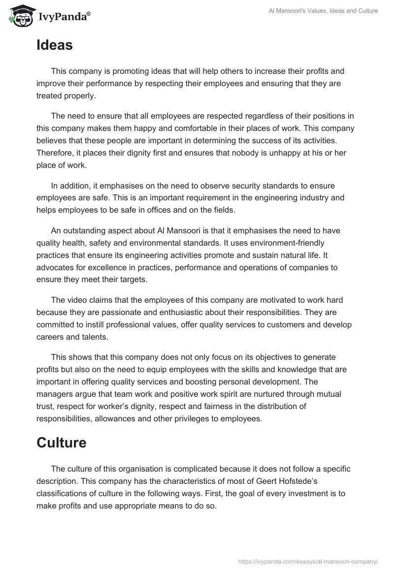 Al Mansoori's Values, Ideas and Culture. Page 2