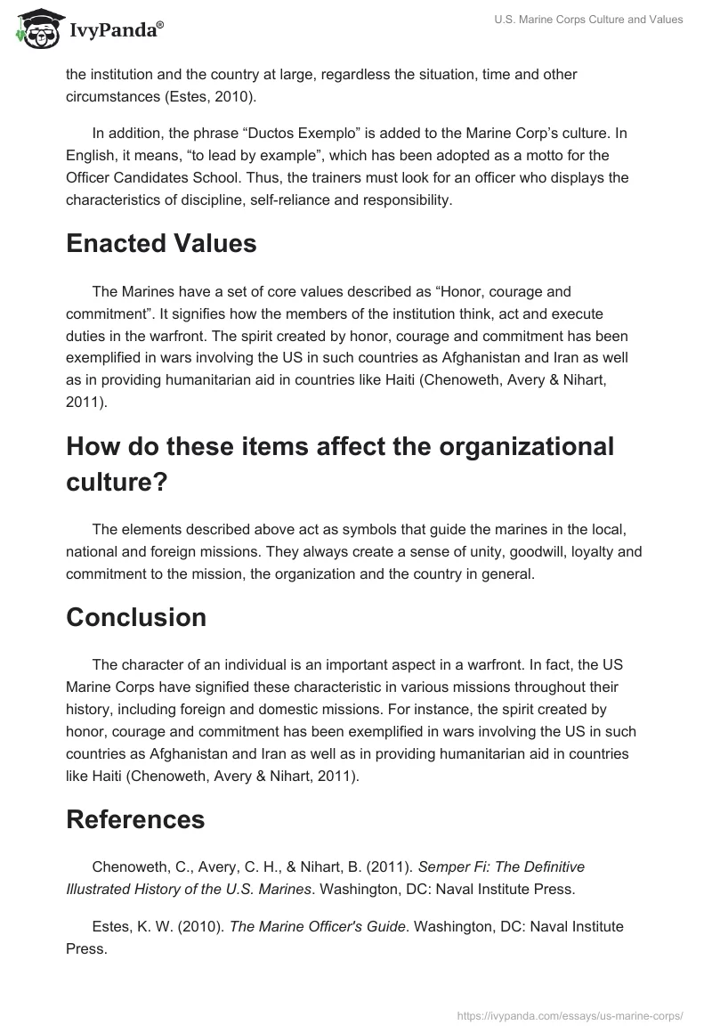 U.S. Marine Corps Culture and Values. Page 3