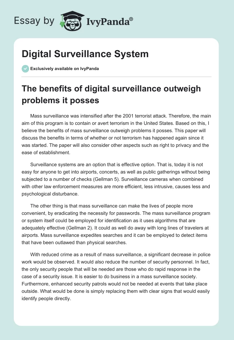 Digital Surveillance System. Page 1