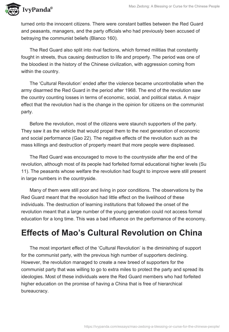 Mao Zedong: A Blessing or Curse for the Chinese People. Page 5