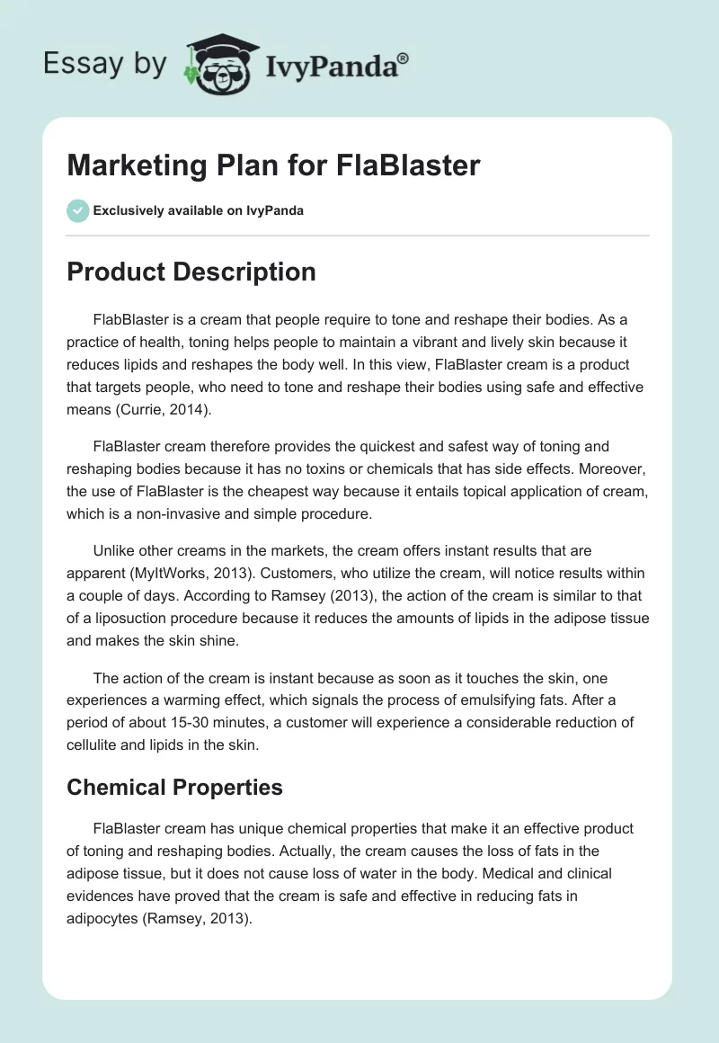 Marketing Plan for FlaBlaster. Page 1