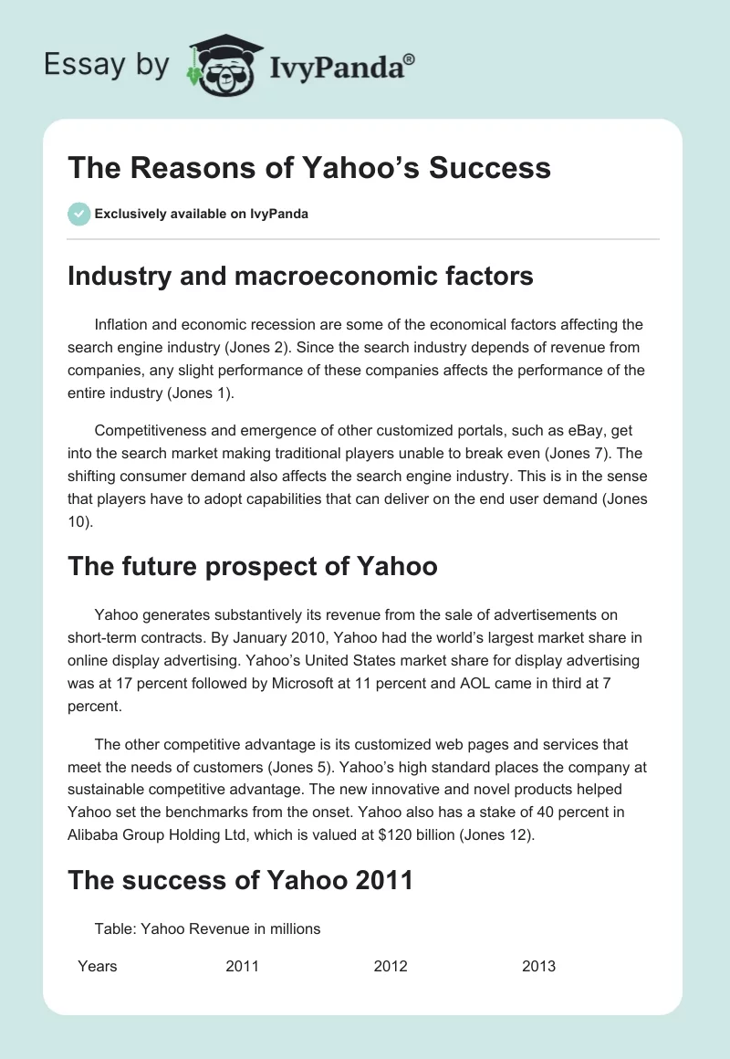 The Reasons of Yahoo’s Success. Page 1